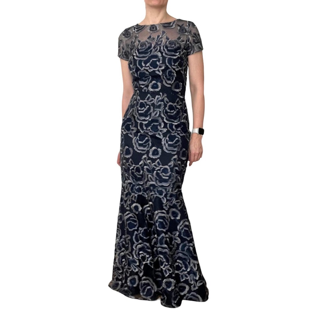 DAVID MEISTER FLORAL JACQUARD FULL LENGTH GOWN Women Size 2